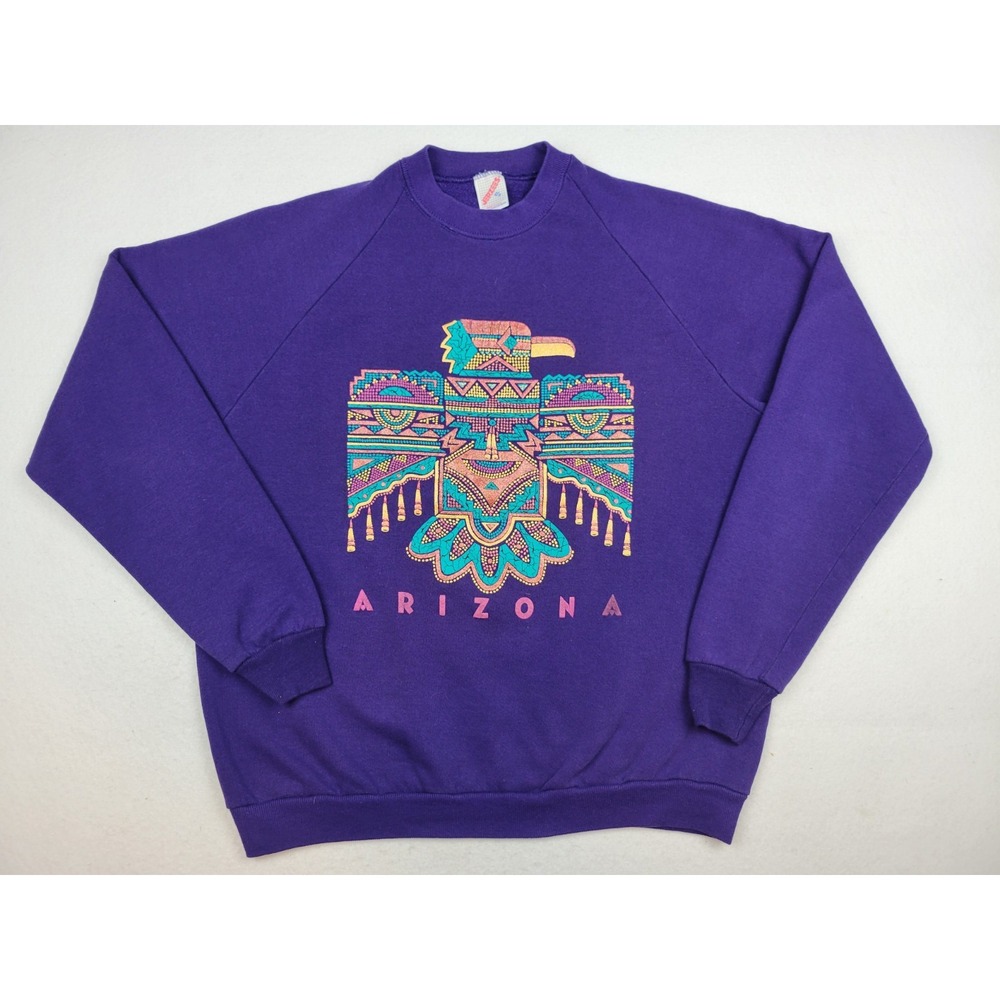 Vintage Arizona Southwest Phoenix Tribal Bird Embossed Sweatshirt Sz‎ XL 90s USA